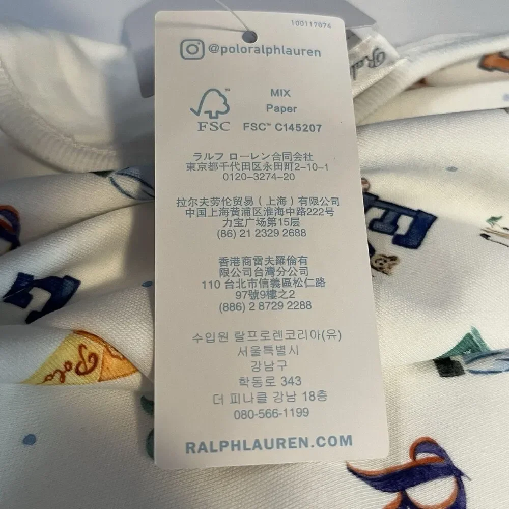 NWT Ralph Lauren X Riley Sheehay Baby Blanket Logo Print Watercolor Unisex 28x32